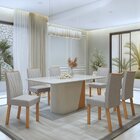 Conjunto Sala De Jantar 6 Lugares Retangular Tampo Vidro/mdf