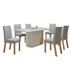 Conjunto Sala De Jantar 6 Lugares Retangular Tampo Vidro/mdf