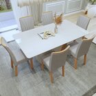 Conjunto Sala De Jantar 6 Lugares Retangular Tampo Vidro/mdf