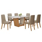Conjunto Sala De Jantar 6 Lugares Retangular Tampo Vidro/mdf