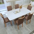 Conjunto Sala De Jantar 6 Lugares Retangular Tampo Vidro/mdf