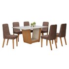 Conjunto Sala De Jantar 6 Lugares Retangular Tampo Vidro/mdf
