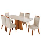 Conjunto Sala De Jantar 6 Lugares Tampo Barril De Vidro/mdf S