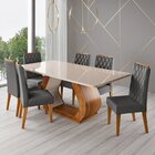Conjunto Sala De Jantar 6 Lugares Tampo De Vidro E Mdf Taura