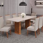 Conjunto Sala De Jantar 8 Cadeiras Vegas Mel/off White/bege