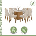 Conjunto Sala De Jantar 8 Lugares Quadrada Tampo Vidro/mdf Me