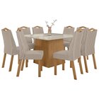 Conjunto Sala De Jantar 8 Lugares Quadrada Tampo Vidro/mdf Me