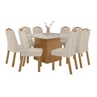 Conjunto Sala De Jantar 8 Lugares Quadrada Tampo Vidro/mdf Me