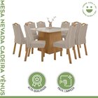 Conjunto Sala De Jantar 8 Lugares Quadrada Tampo Vidro/mdf Me