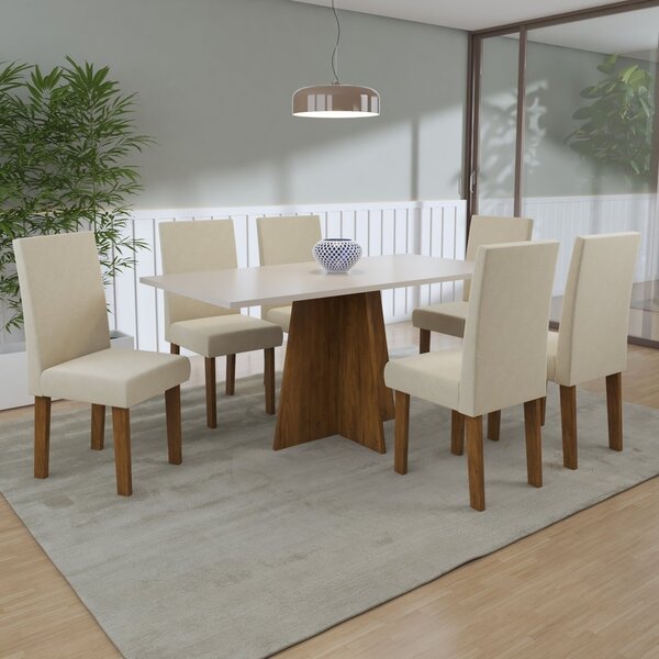 Conjunto Sala De Jantar Amalia 1 Mesa 160cm Com 6 Cadeiras Vê