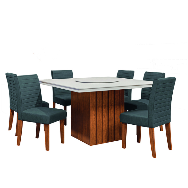 Conjunto Sala De Jantar Amsterdã New Mesa Com Tampo Giratório