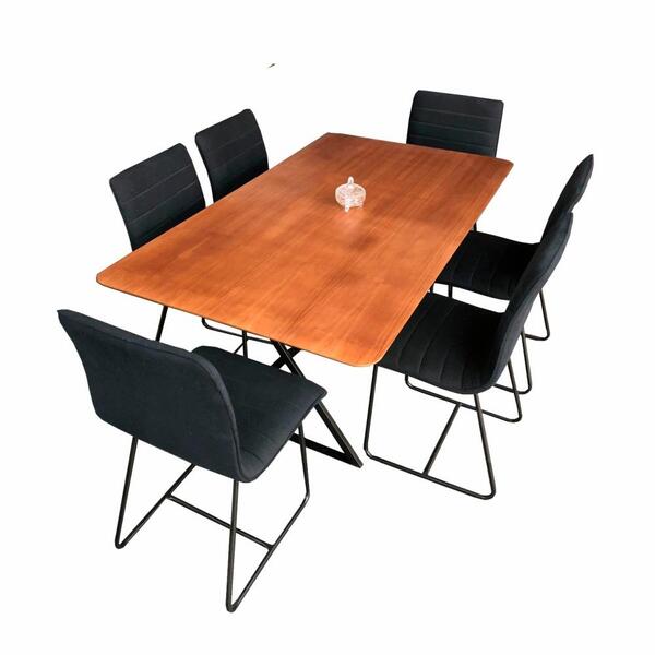 Conjunto Sala De Jantar Angra Amadeirado Com Base De Metal Pr