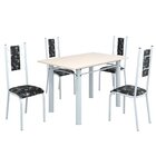 Conjunto Sala De Jantar Bahia Mesa Tubo 120x75cm Tampo Madeir