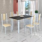 Conjunto Sala De Jantar Bahia Mesa Tubo 140x75cm Tampo Madeir