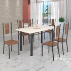 Conjunto Sala De Jantar Bahia Mesa Tubo 140x75cm Tampo Madeir