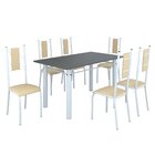 Conjunto Sala De Jantar Bahia Mesa Tubo 140x75cm Tampo Pedra