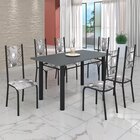 Conjunto Sala De Jantar Bahia Mesa Tubo 140x75cm Tampo Pedra