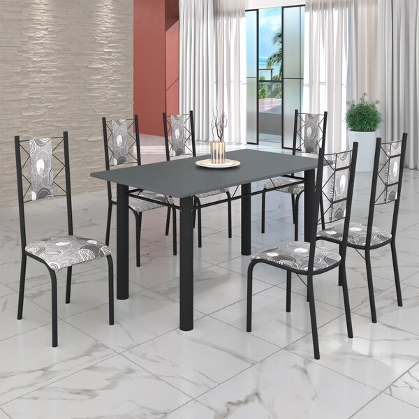 Conjunto Sala De Jantar Bahia Mesa Tubo 140x75cm Tampo Pedra