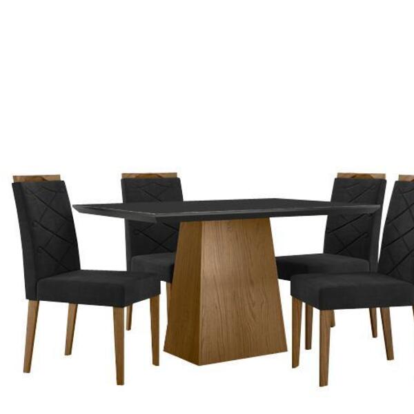 Conjunto Sala De Jantar Barbara 1,35m E 4 Cadeiras Caroline Y