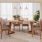 Conjunto Sala De Jantar Caju 180cm Sem Vidro Com 6 Cadeiras J