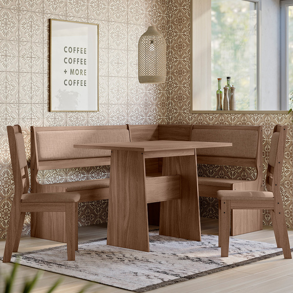 Conjunto Sala De Jantar Canto Alemão Afrodite Amêndoa 07c