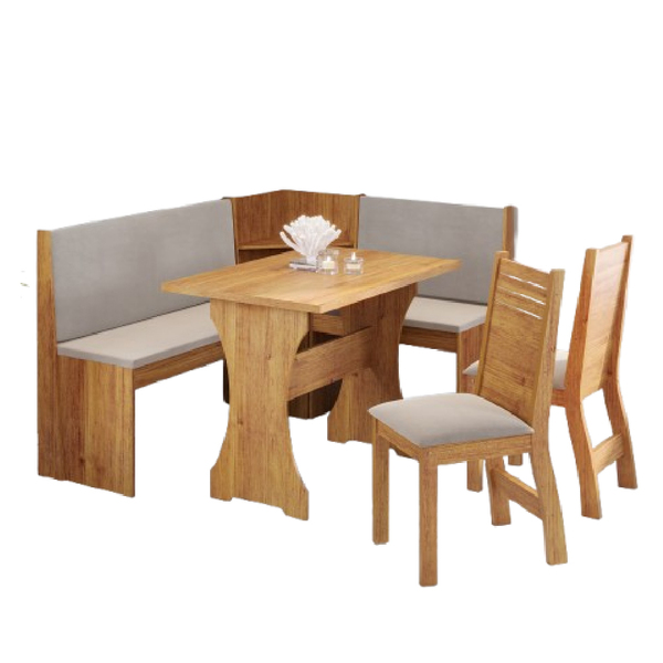 Conjunto Sala De Jantar Canto Alemão Arnis Com 2 Cadeiras Vel