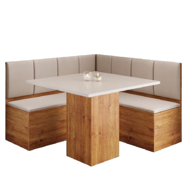 Conjunto Sala De Jantar Canto Alemão Com Baú Liebe Com Mesa L