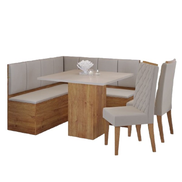 Conjunto Sala De Jantar Canto Alemão Com Baú Liebe Com Mesa L