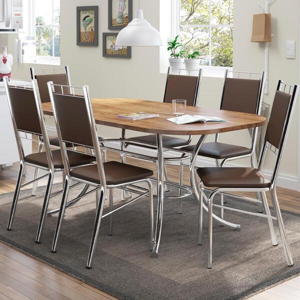 Conjunto Sala De Jantar Carraro Egeu Com Mesa E 6 Cadeiras