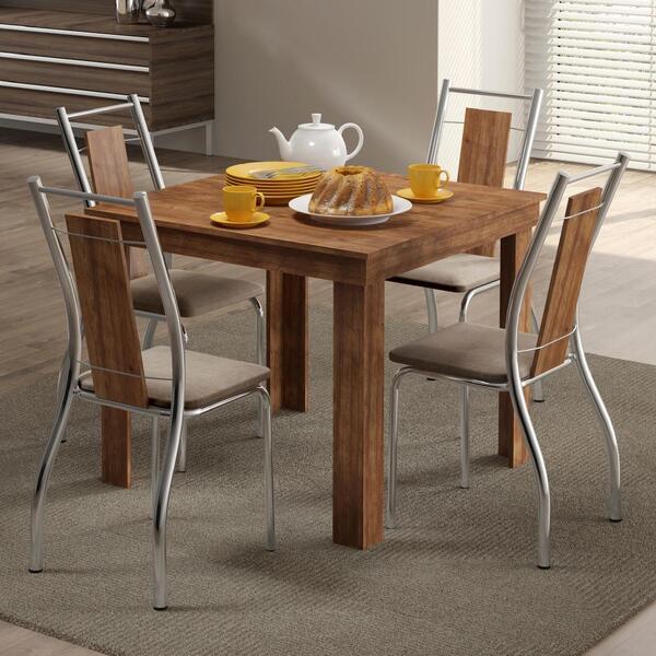 Conjunto Sala De Jantar Carraro Rivera Com Mesa E 4 Cadeiras