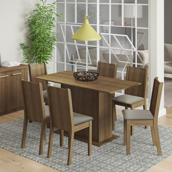 Conjunto Sala De Jantar Celeny Madesa Mesa Tampo De Madeira C