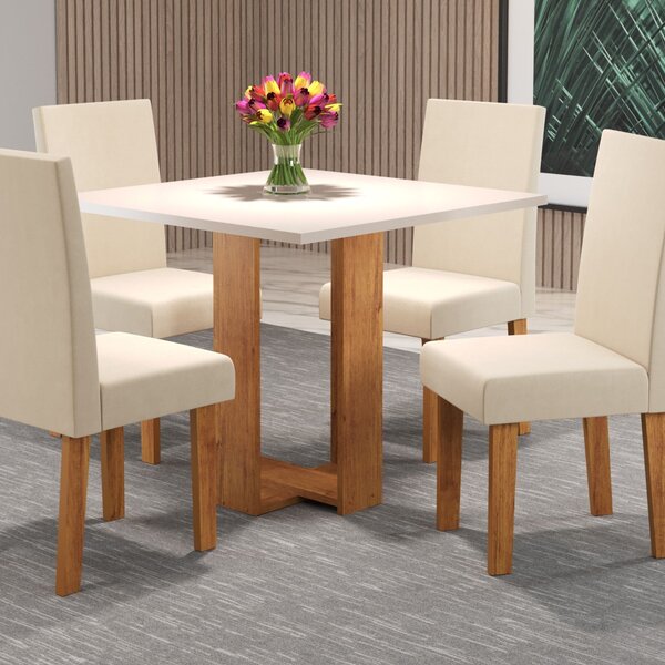 Conjunto Sala De Jantar Chiara Quadrada Com 4 Cadeiras Vênus