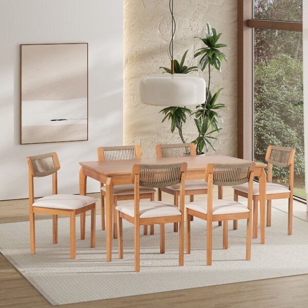 Conjunto Sala De Jantar Com 1 Mesa Tampo Laminado 160cm E 6 C