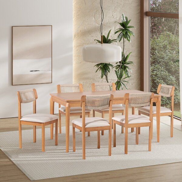 Conjunto Sala De Jantar Com 1 Mesa Tampo Laminado 160cm E 6 C