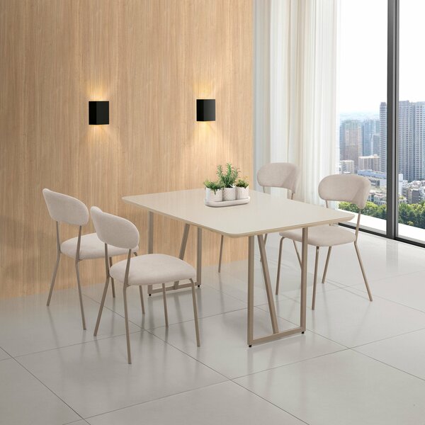 Conjunto Sala De Jantar Com 4 Cadeiras Betina Champagne / Beg