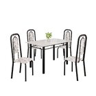 Conjunto Sala De Jantar Com 4 Cadeiras Lara Arabesco / Preto