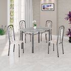 Conjunto Sala De Jantar Com 4 Cadeiras Lívia Bege / Prata