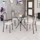 Conjunto Sala De Jantar Com 4 Cadeiras Lívia Bege / Prata