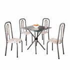 Conjunto Sala De Jantar Com 4 Cadeiras Lívia Bege / Prata