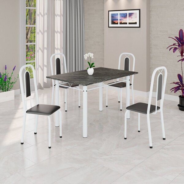 Conjunto Sala De Jantar Com 4 Cadeiras Lívia Preto / Branco