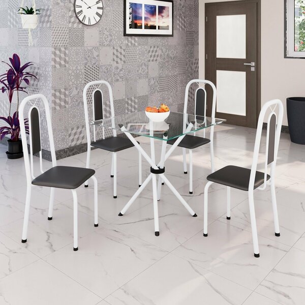 Conjunto Sala De Jantar Com 4 Cadeiras Lívia Preto / Branco