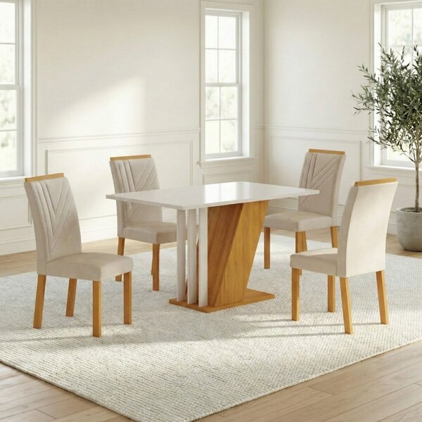 Conjunto Sala De Jantar Com 4 Cadeiras Miami Yescasa Freijó/o