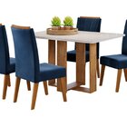 Conjunto Sala De Jantar Com 4 Cadeiras Safira Azul/mel