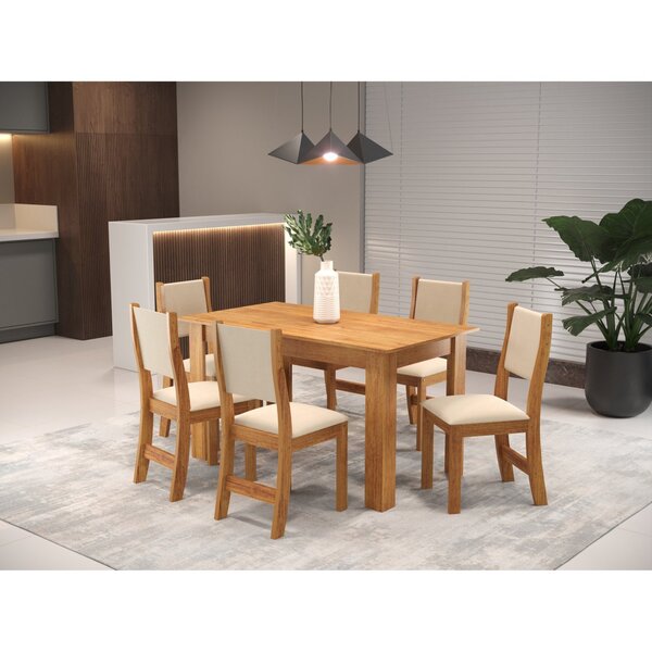 Conjunto Sala De Jantar Com 5 Cadeiras Tower  Mel/bege