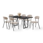 Conjunto Sala De Jantar Com 6 Cadeiras Betina Black/ Bege