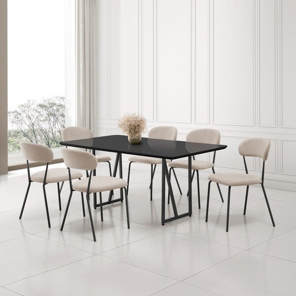 Conjunto Sala De Jantar Com 6 Cadeiras Betina Black/ Bege