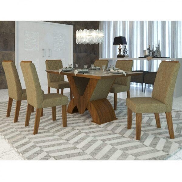 Conjunto Sala De Jantar Com 6 Cadeiras Britney Espresso Móvei