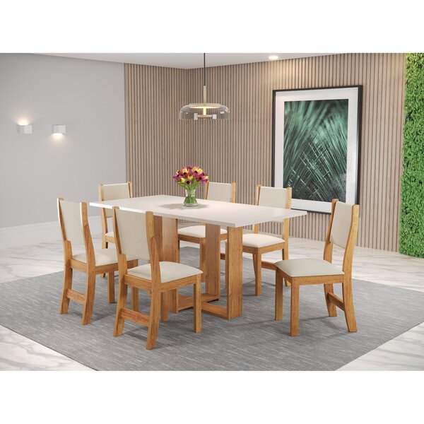 Conjunto Sala De Jantar Com 6 Cadeiras Hill  Mel/blonde/bege