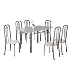 Conjunto Sala De Jantar Com 6 Cadeiras Lívia Bege / Prata