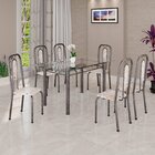 Conjunto Sala De Jantar Com 6 Cadeiras Lívia Bege / Prata